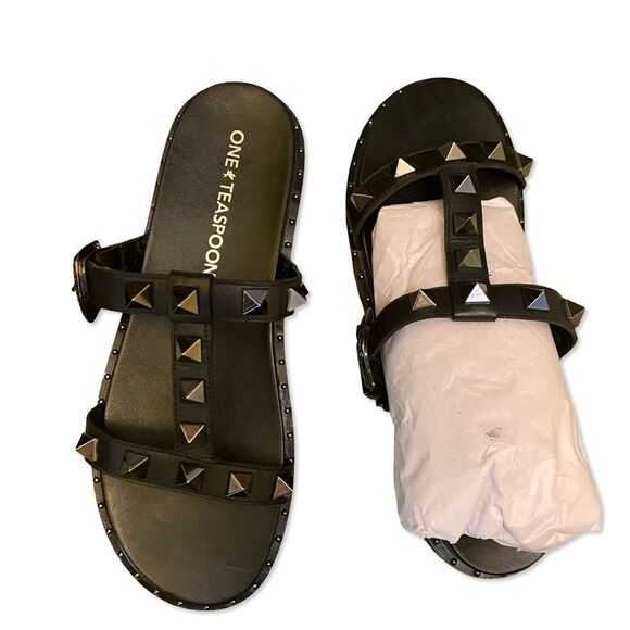One Teaspoon Elise sandals black studded shoes slides free people NEW 42 11 - Picture 6 of 15